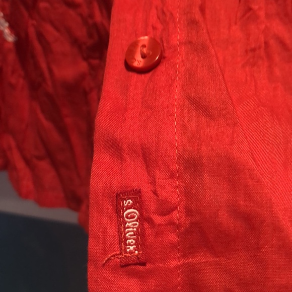 Red long sleeve blouse with stitching, crinkled look, sOliver, EUR 42/US12 - Picture 7 of 11